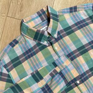 Steven Alan Button-Up Shirt Mens XL Made USA Cotton Plaid Pocket Lightweight